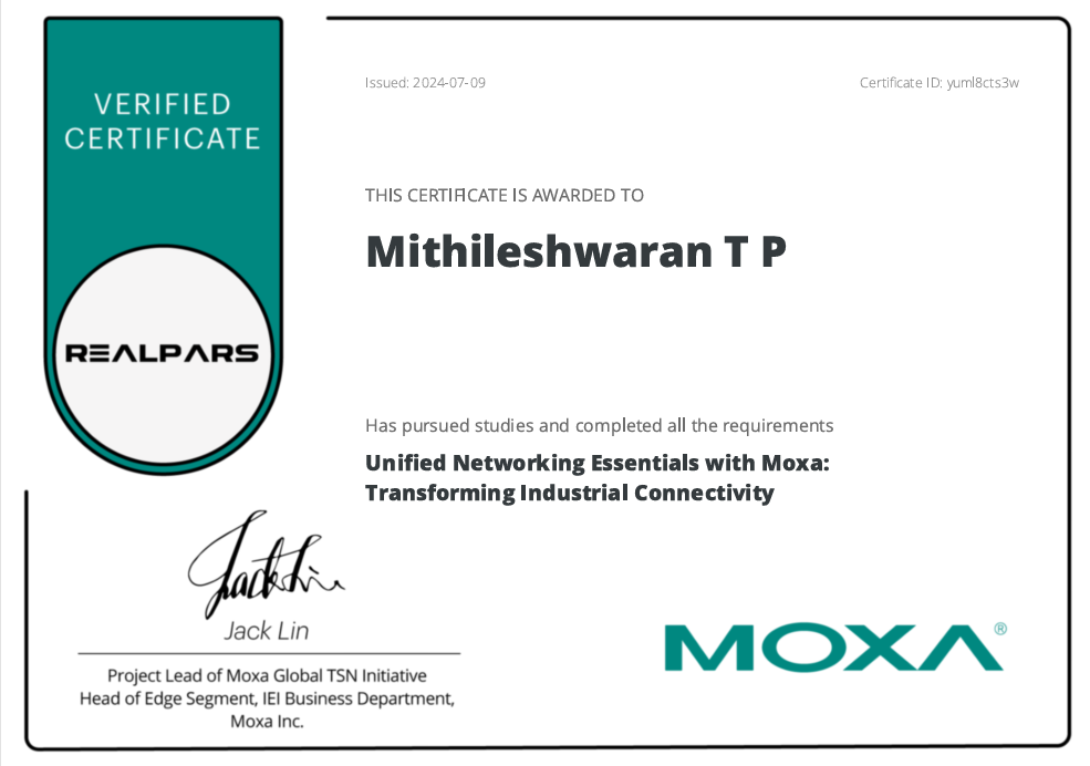MOXA Certificate